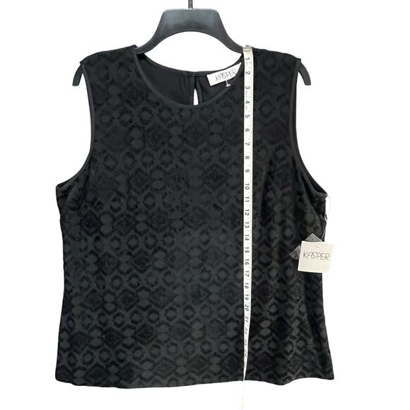 Kasper Cami Tank Top XL Black Burnout Velvet Knit Modern Classic Whimsygoth NEW - Picture 9 of 15